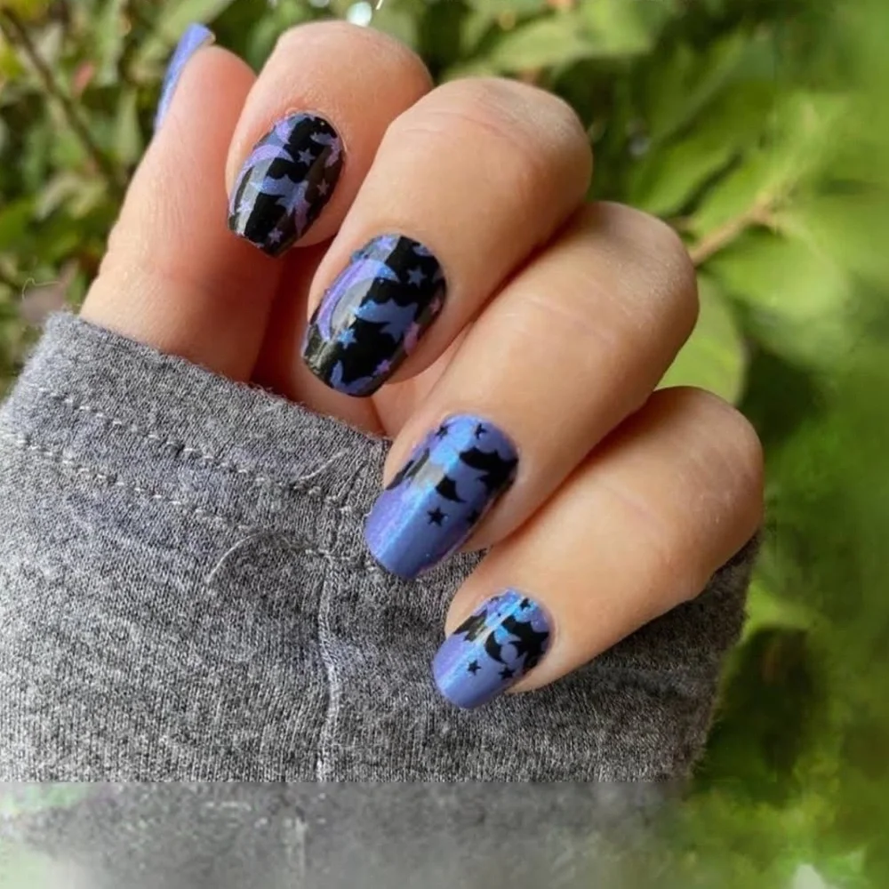 *Retired* Color Street: Bat’s Amore | Halloween Blue Purple Black Stars Fall - Picture 6 of 13